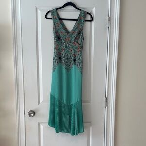 Maeve Teal and Orange Patterned Maxi Dress